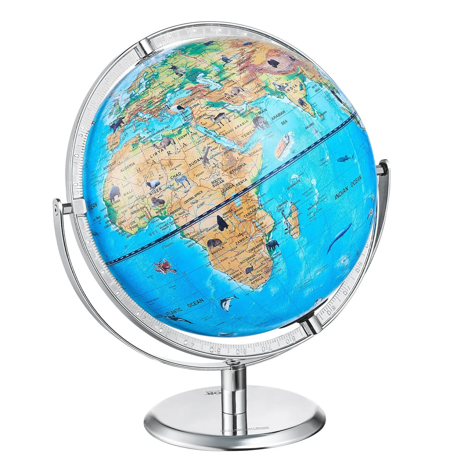 Interactive AR World Globe with AR Golden Globe APP LED Night Lighting 720° Rotation, Educational Globe for Kids,