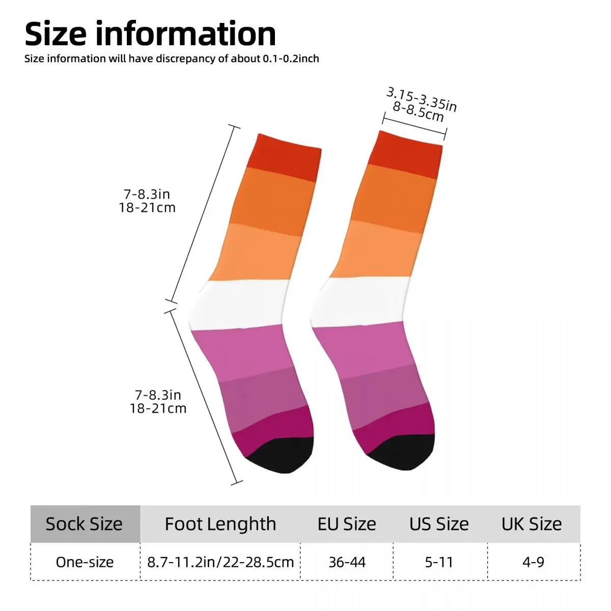 Orange - Magenta Lines Lesbian Pride Flag Butch Femme Pride Flag Socks Harajuku Super Soft Stockings All Season Long Socks