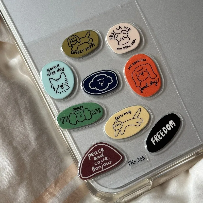 INS Style Simple Dog Jelly Stickers, Cute Cartoon Puppy DIY Decals for Phone, Tablet & CCD Camera