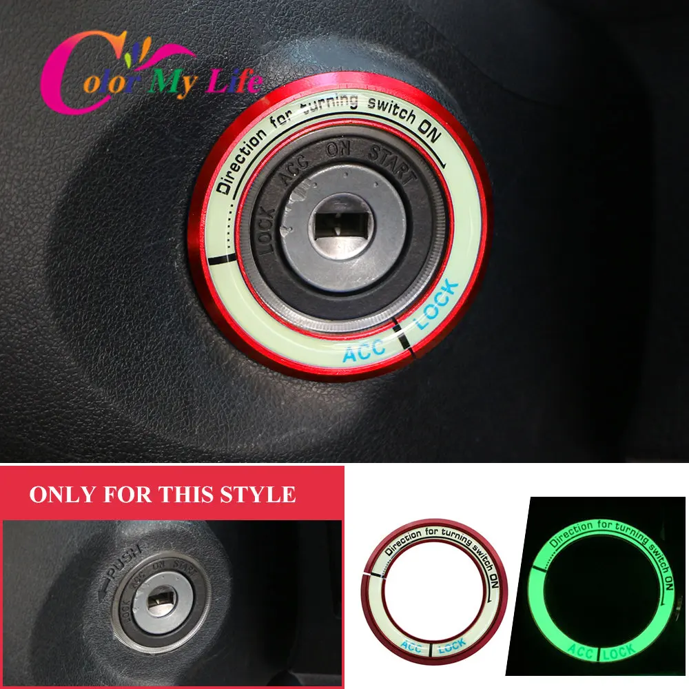 1 قطعة ملصقات السيارات مضيئة مفتاح إشعال حلقة التبديل غطاء الكسوة ملصق لتويوتا كورولا 2014 2015 2016 2017 اكسسوارات
