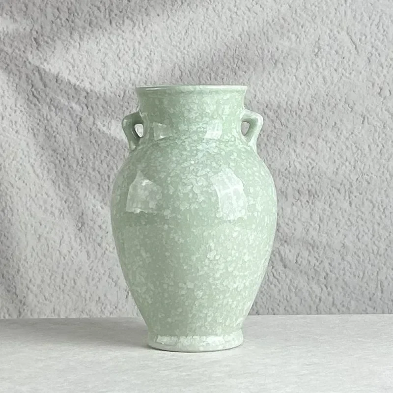 新しい中国禅装飾品、創造的な陶器の花瓶、雪の結晶ポイント装飾、リビングルーム、玄関、書斎、茶室、ナショナルスタイル
