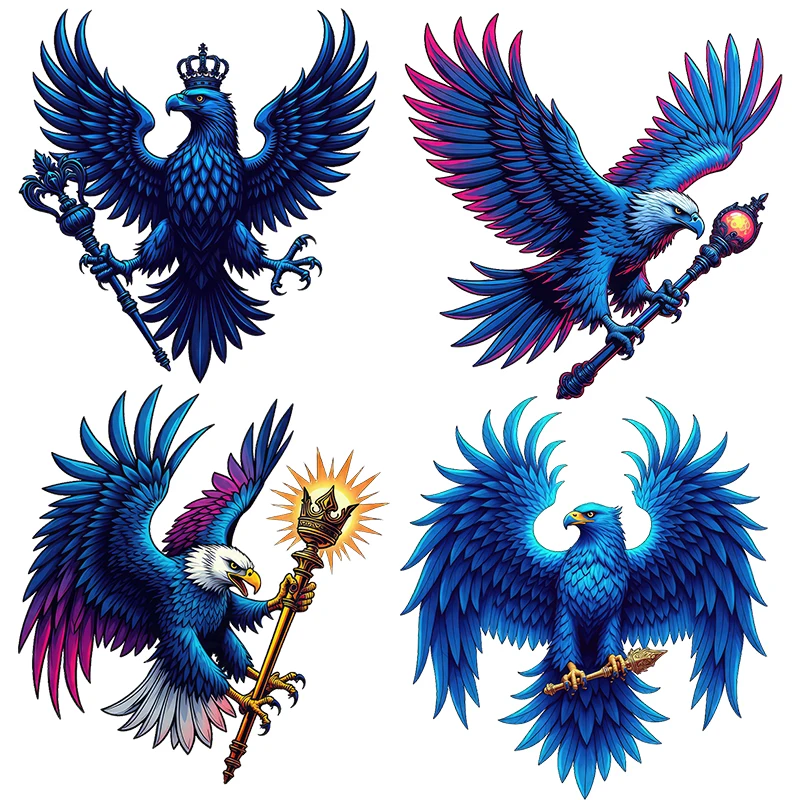 Three Ratels CD131 Sky blue eagle and crown wall sticker For home decoration Personalized car decals