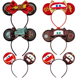 Disney Cars Ears Hair Bands Baby Pixar 95 Mater Sheriff Hair Accessories Kids Lightning McQueen Headbands Girl Sequins Hairbands