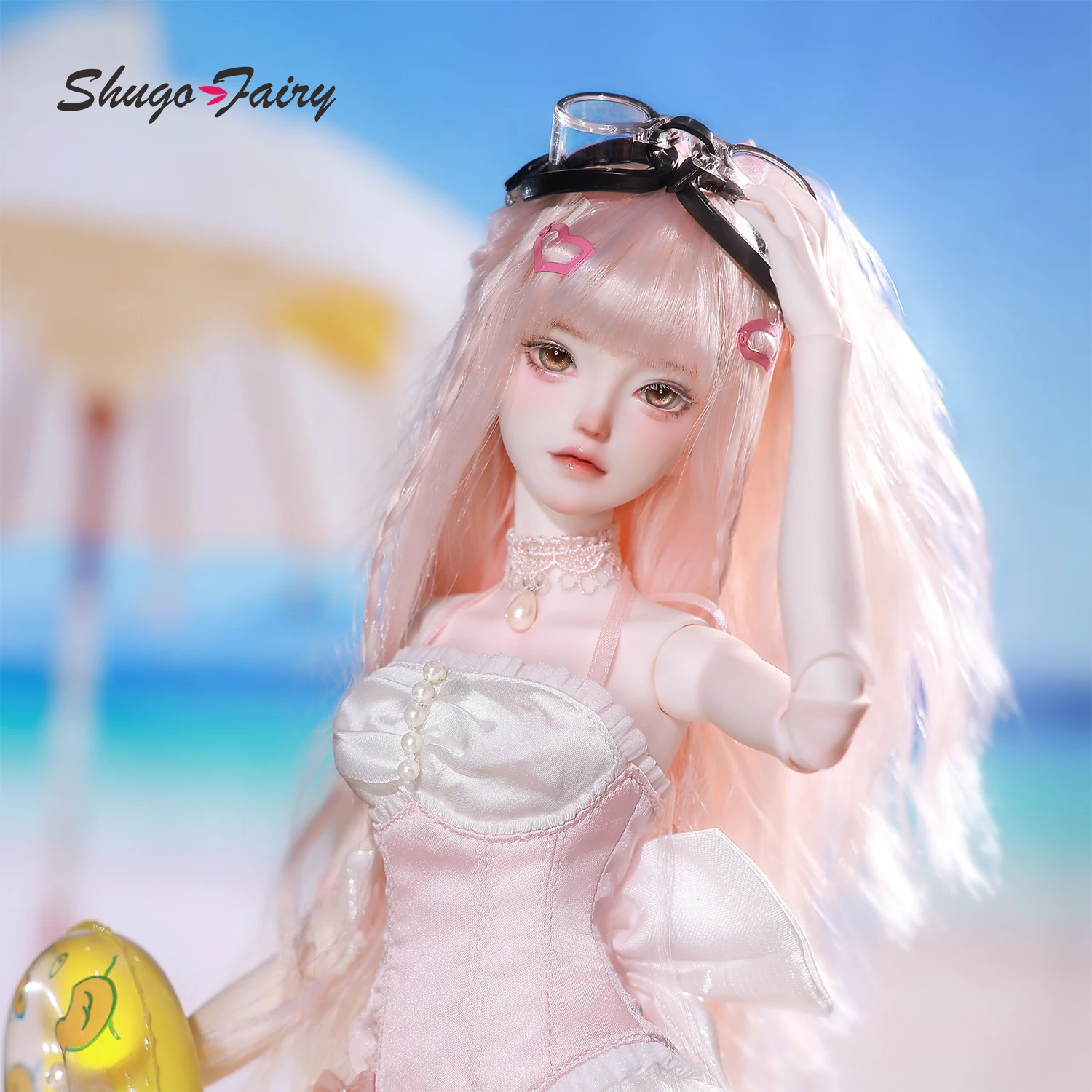 

BJD Doll 1/4 Julia D Full Set with Ballet Beach Outfits Pink Wig Full Bust Body Swimsuit Ball Jointed Doll Shugafairy