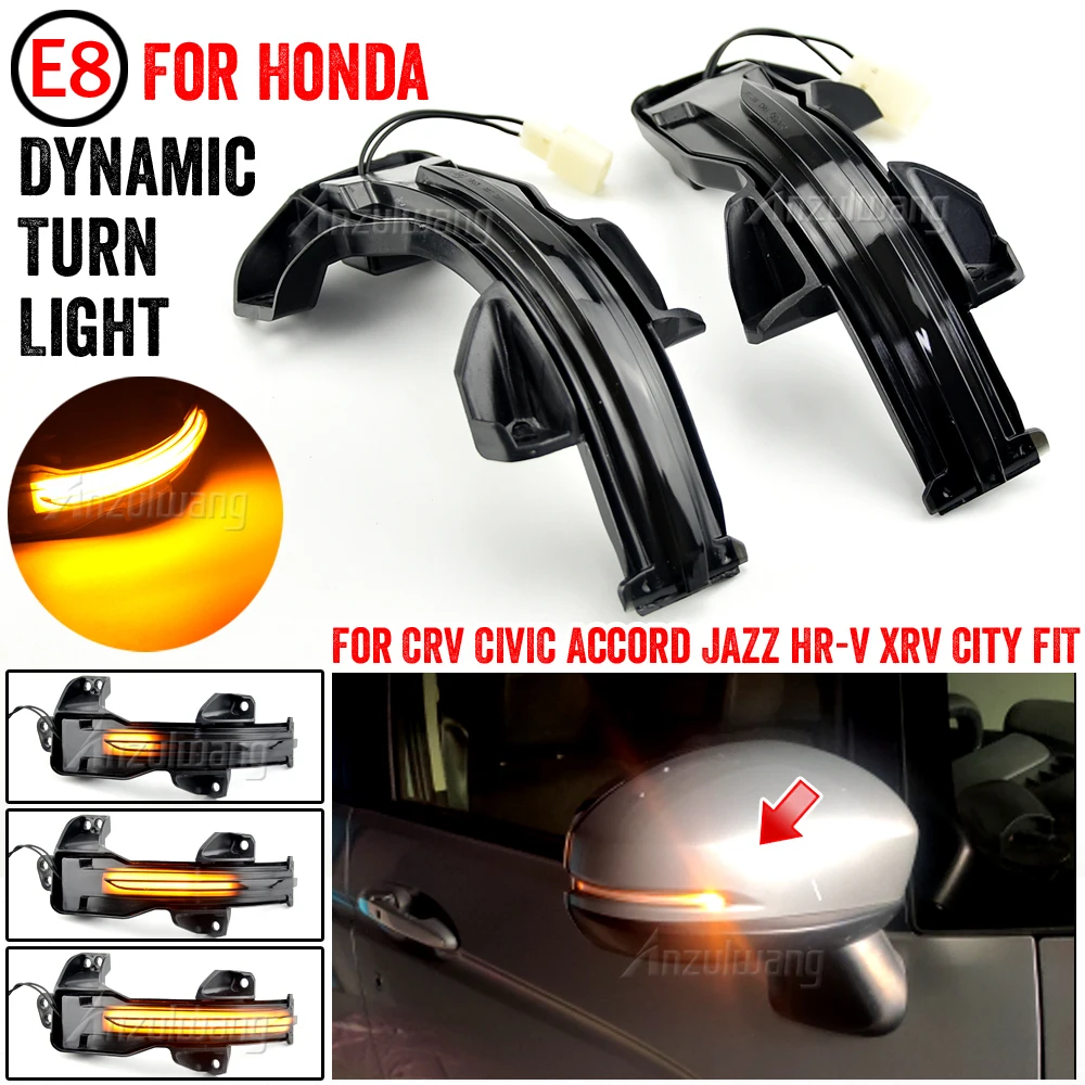 LED Side Wing Dynamic Turn Signal Light Mirror Indicator for Honda Odyssey City CRV Fit Jazz Accord Spirior Hybrid XRV