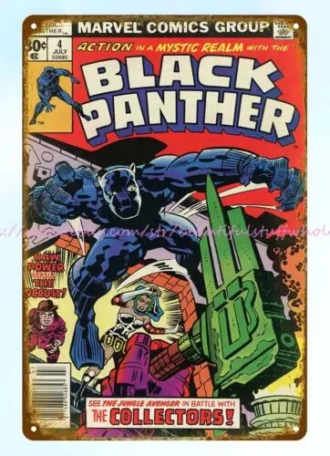 decorative arts 1977 comic Black Panther Smithsonian metal tin sign