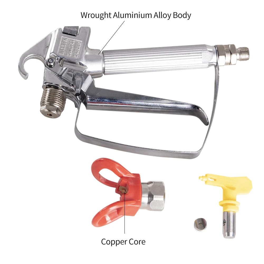 Airless Spray Gun with Tip Guard 517 Tip for Airless Paint Sprayers 3600 PSI Swivel Joint Airless Paint Gun Aluminum Body