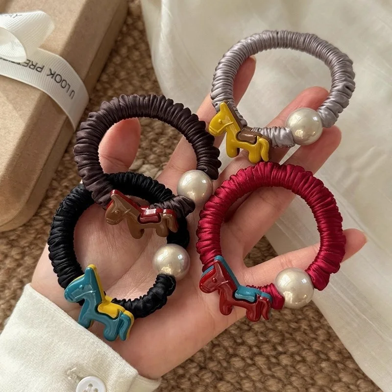 

Высокоэластичная резинка для волос с жемчугом, корейские аксессуары для волос, женская милая резинка для прически, резинка для хвоста, резинка-пружинка для волос