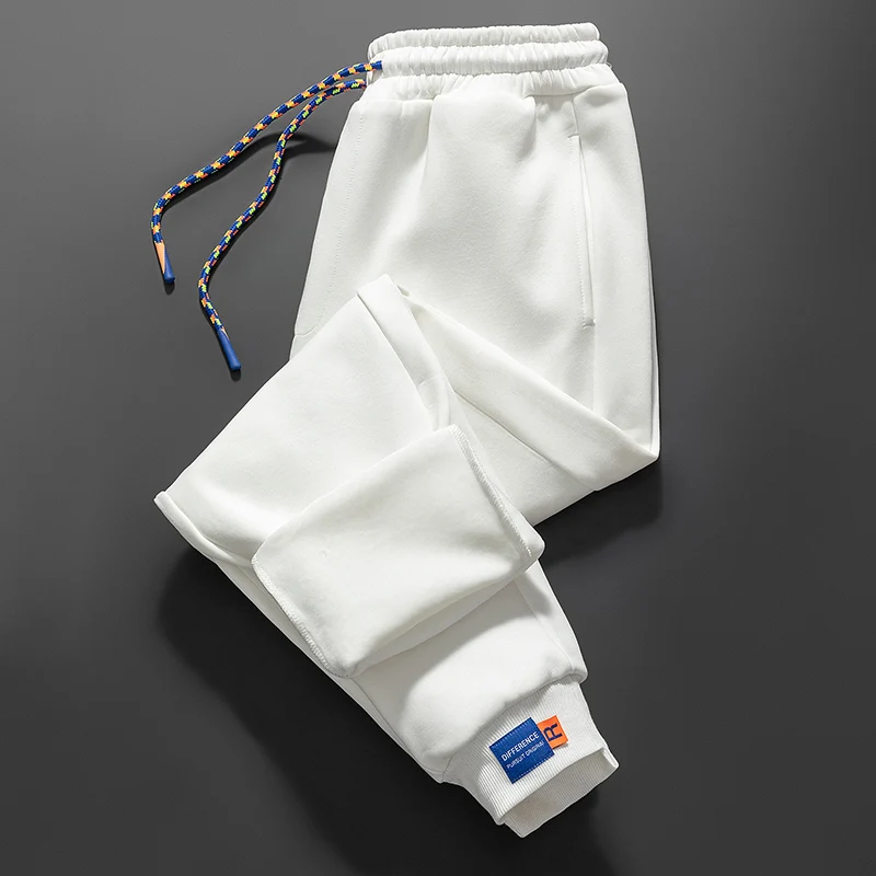 가을과 겨울 야외 남성 캐주얼 다용도 드로스트링 플리스 스포츠 팬츠 패셔너블 루즈 편안한 발목 묶음 팬츠