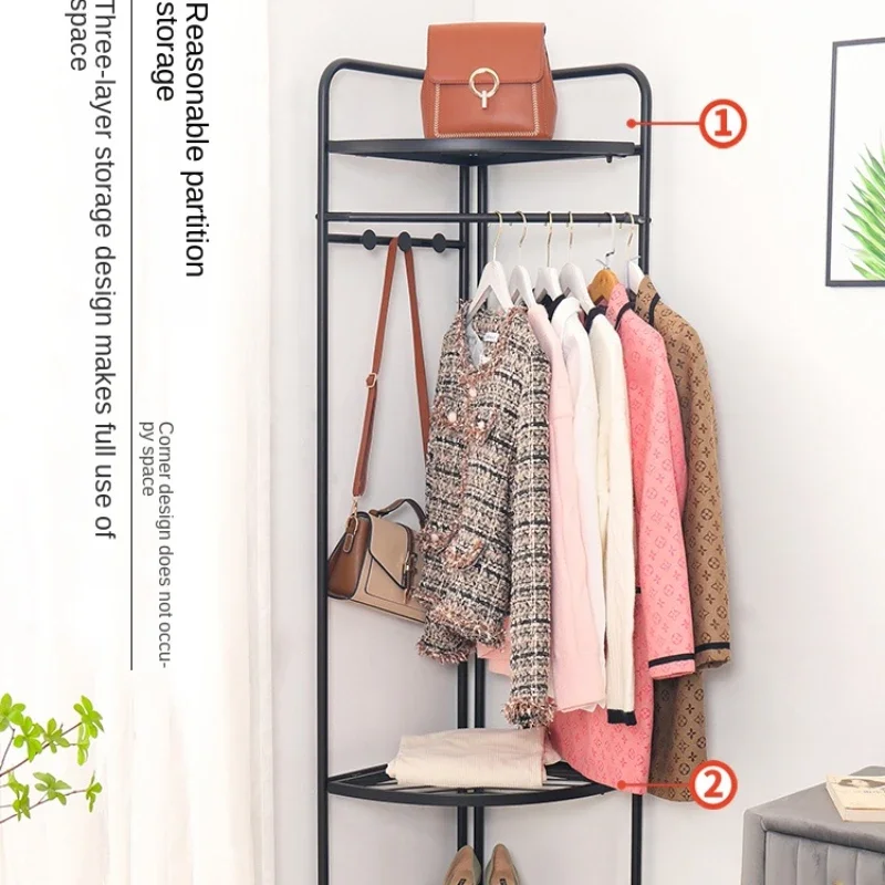 Hxl Clothes Rack Floor Bedroom Corner Coat Rack Corner Storage Rack Corner Shelf