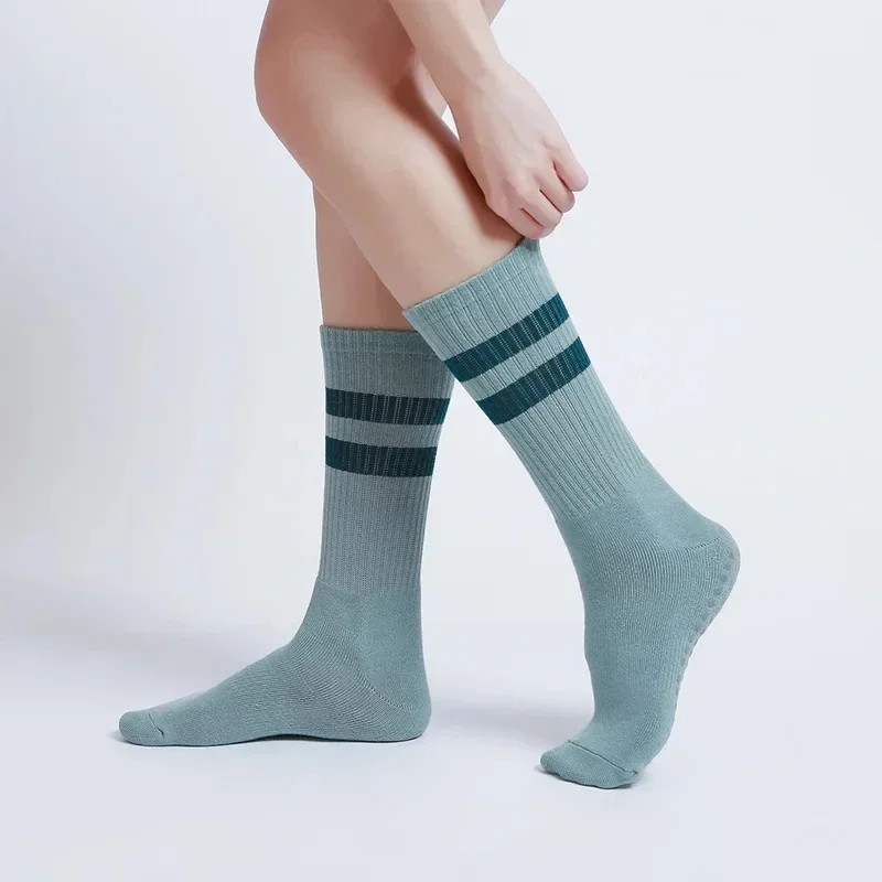 Носки женские хлопковые средней длины, нескользящие спортивные носки для йоги, 2 пары, для весны и осени