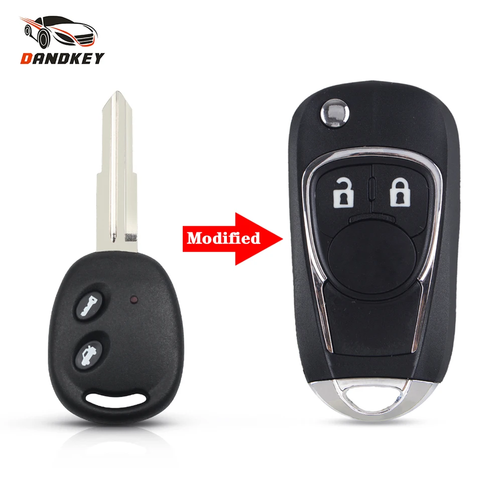 Dandkey 2 Button Modified Flip Key Shell For Chevrolet Aveo Lova Epica Sail Folding Remote Car Key Case Left/Right Blade