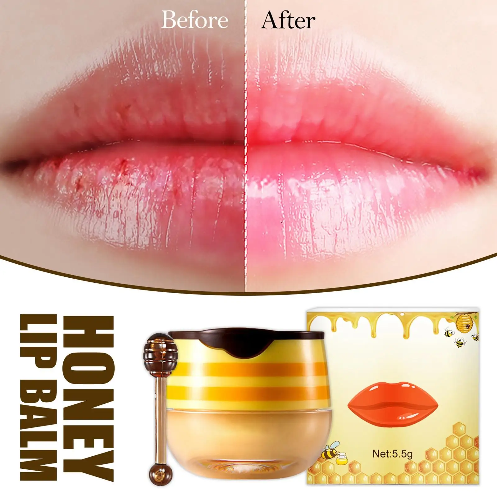 Sleeping Mask Day and Night Moisturizing Hydrating Repairing Bee Balm Remove Lip Scrubs Prevention Dry Fade Lip Lines