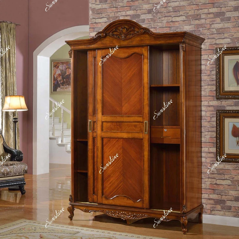 American style, solid wood, assembled sliding door, bedroom, storage sliding door, wardrobe simple and modern