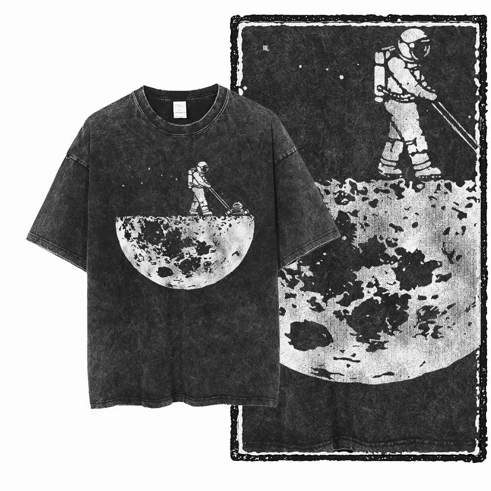 G39 Exclusive Cool 100% Cotton Astronaut Men's T-shirt | Acid Washed Streetwear Big Size Vintage O-neck Men's Tee Tshirt