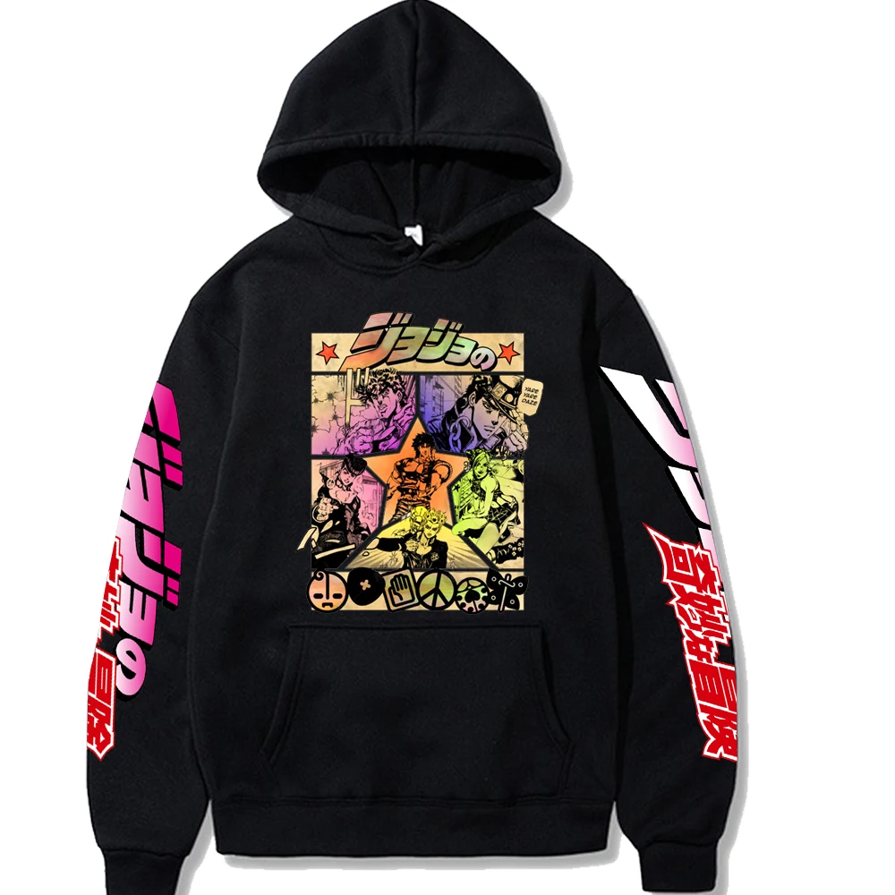 2021 Harajuku JOJO's Bizarre Adventure Unisex Hoodies Japanese Anime JOJO Printed Men's Hoodie Streetwear Casual Sweatshirts