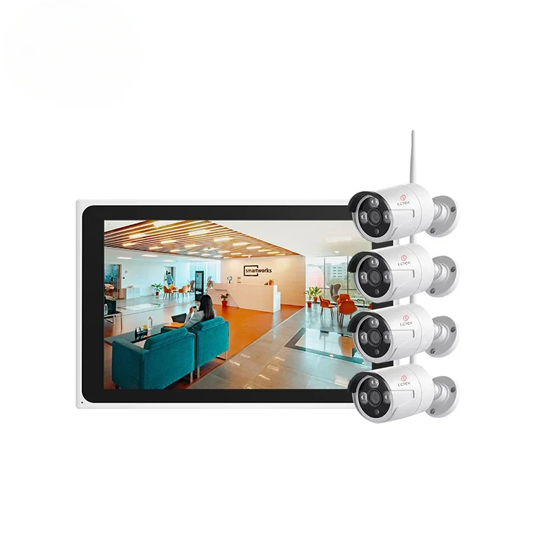 

LCLCTEK TUYA SMART 4CH Wireless 3MP NVR CCTV Kit with 10" LCD Screen Security Wireless Cctv System