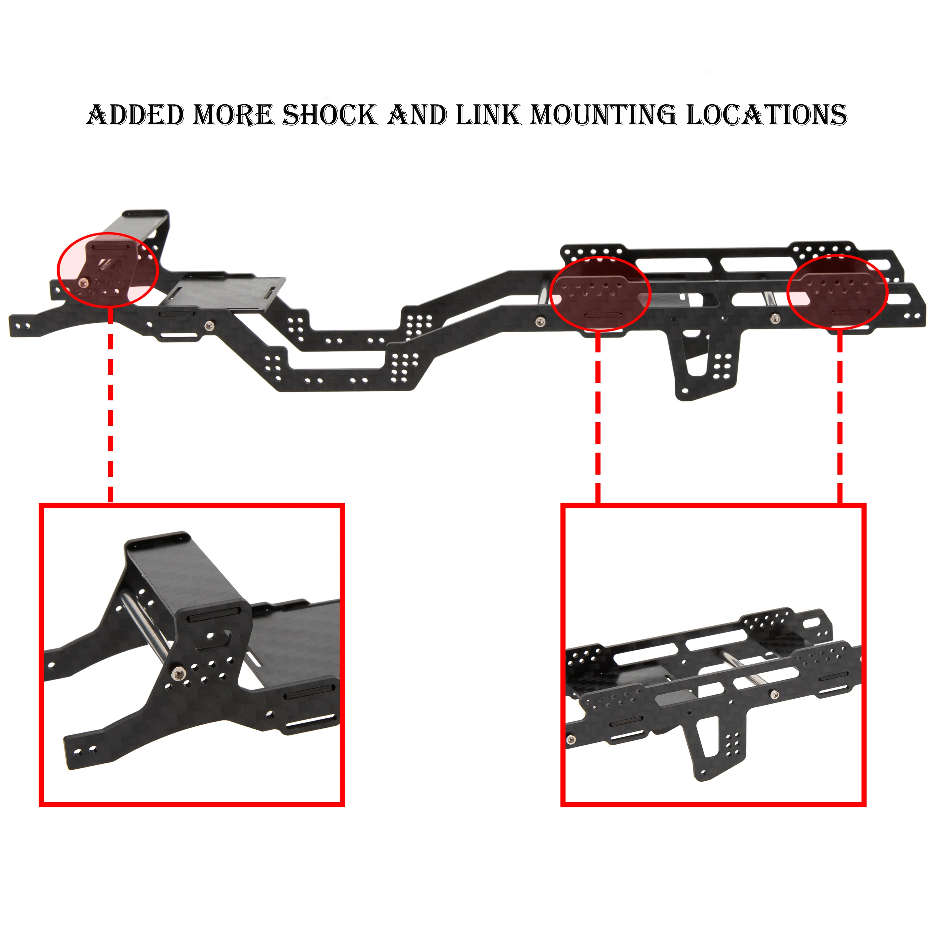 Meus Racing Carbon Fiber LCG Chassis Frame Center Axle Cover Gear Low Center Gravity Chassis Refit Kit for Axial SCX24 6×6