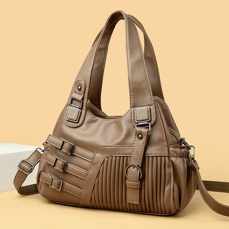New Luxury Designer Women's Handbag High Quality Soft PU Female Shoulder Bag Multi Layer Large Capacity Women Crossbody Bolsas