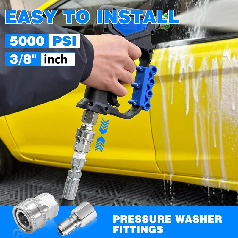 3/8-Zoll-Schnellverbindungsset für Hochdruckreiniger, Edelstahl-Adapteranschlüsse für Hochdruckreiniger, weiblich, 5000 PSI – Detail 2