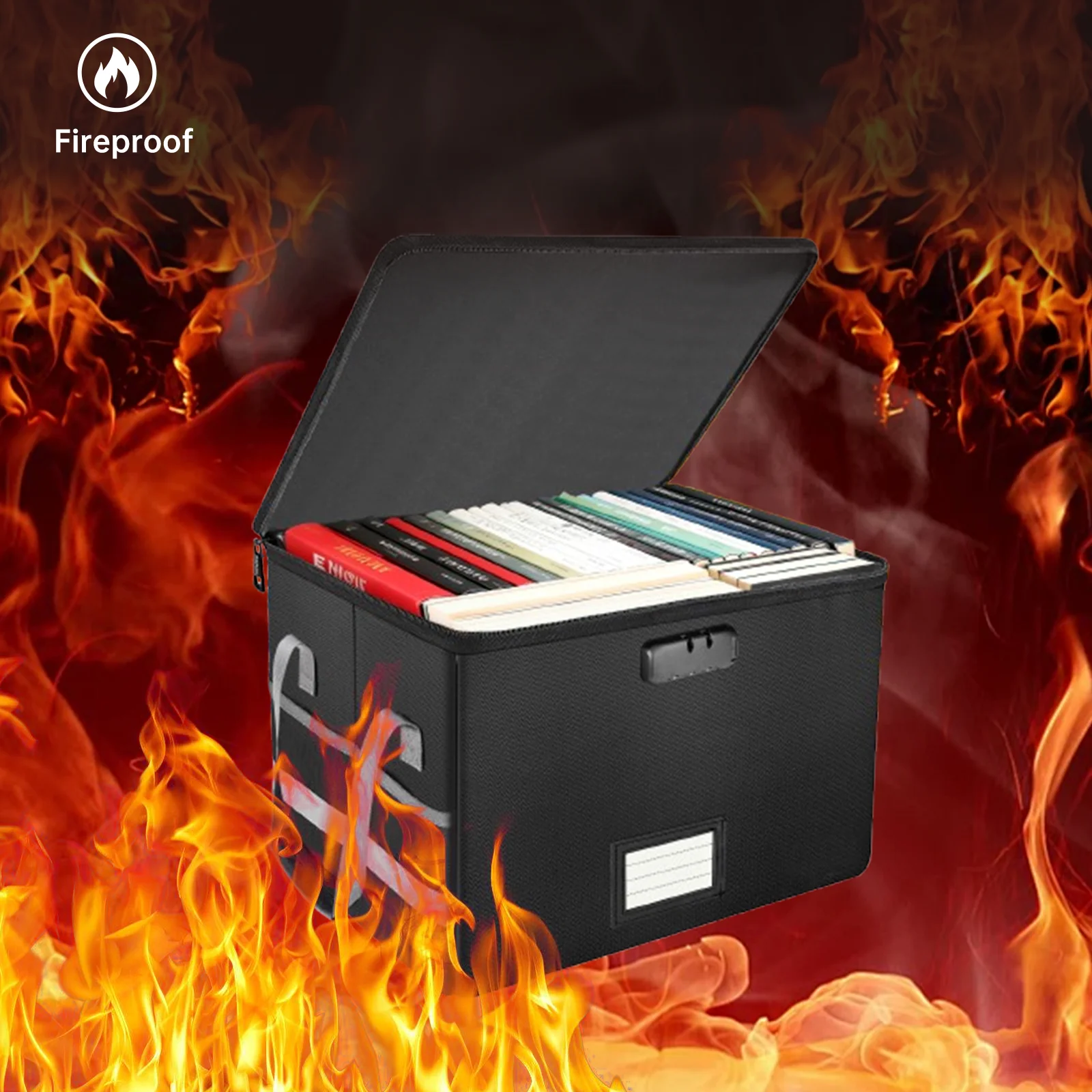 

Складной ящик для хранения Водонепроницаемый Огнестойкий запираемый ящик для хранения большой емкости для важных документов Коробка