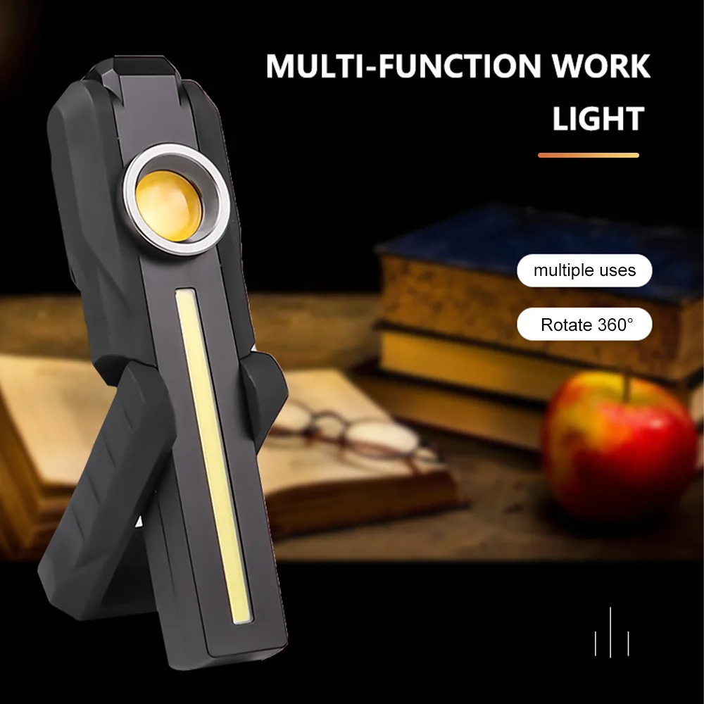 Magnetic COB LED Working Light USB Charging Flashlight Inspection Light Handy Torch Portable Lantern With Hook Mobile Power Bank