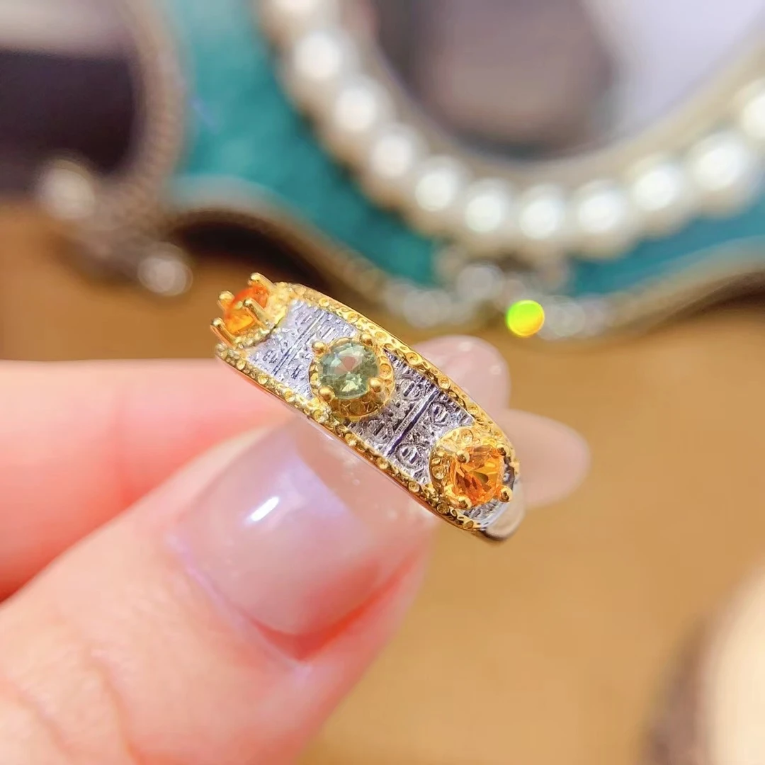 KJJEAXCMY Women's New Ring with Natural Colored Sapphire S925 Silver Plated High Clarity Dazzling Eye-Catching Fine Jewelry