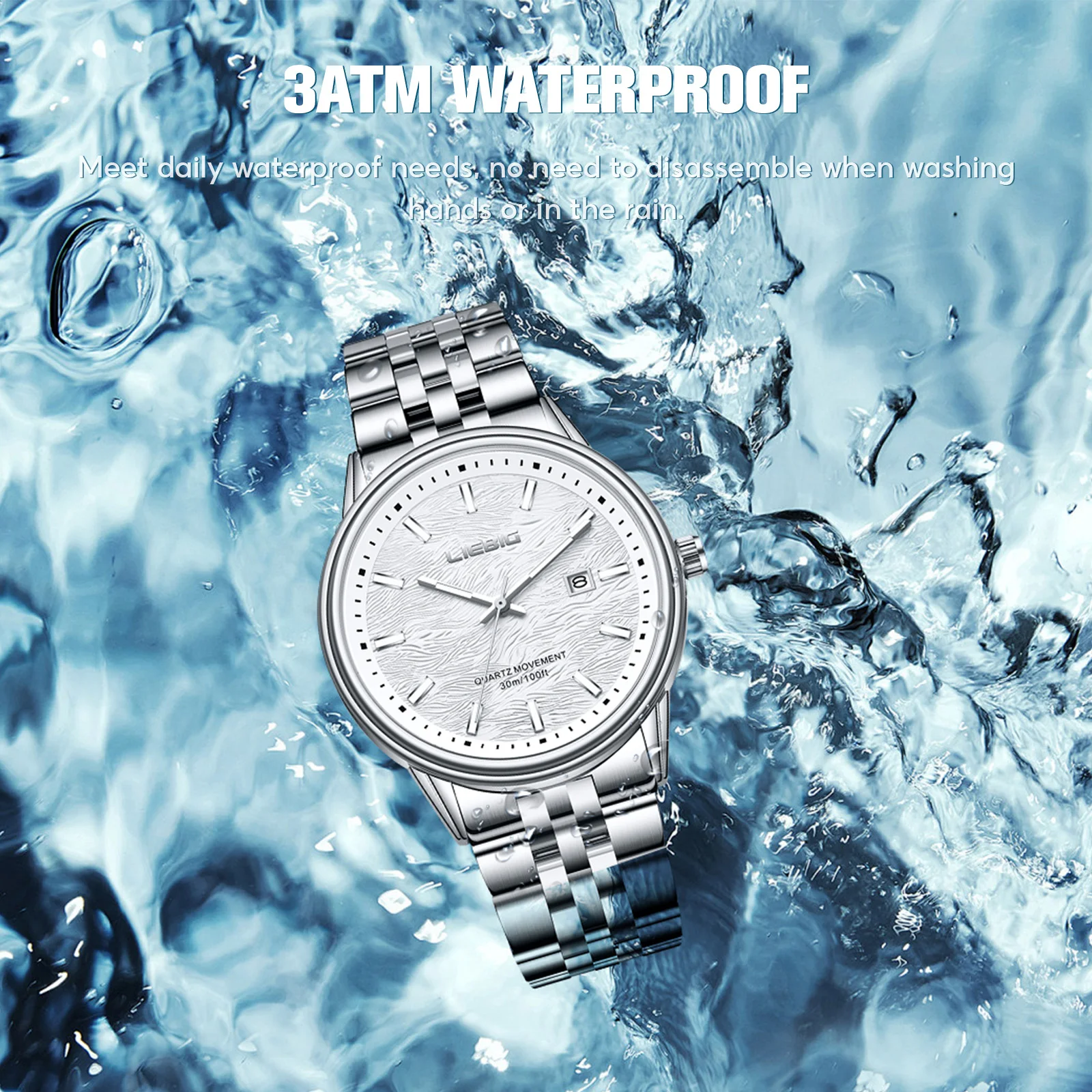 

LIEBIG деловые классические полоски из нержавеющей стали, роскошные кварцевые часы, модные часы, водонепроницаемые наручные часы для мужчин и женщин, Reloj Hombre