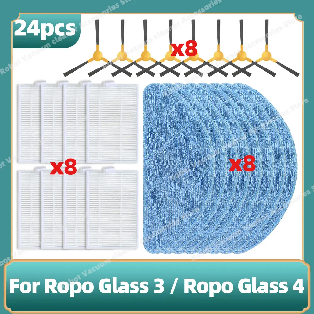Compatible For Ropo Glass 3 / Ropo Glass 4 Parts Side Brush Hepa Filter Mop Cloth Replacement Accessories