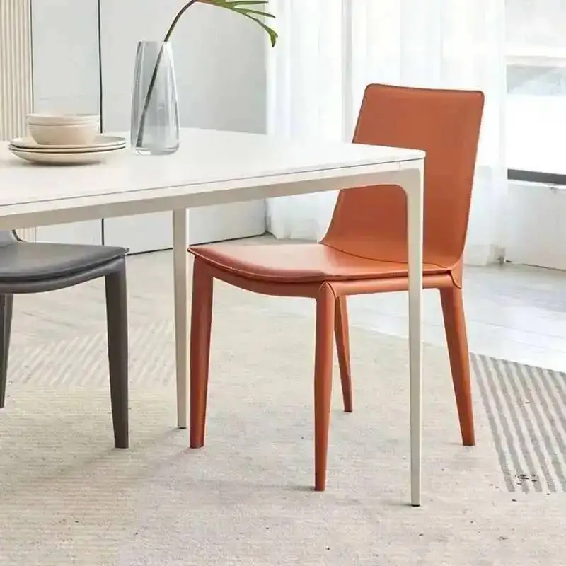 Cadeiras de Jantar de Luxo Nórdicas Cinza para Crianças, Cadeiras Modernas de Couro Branco para Casa, Móveis de Cozinha e Sala de Jantar
