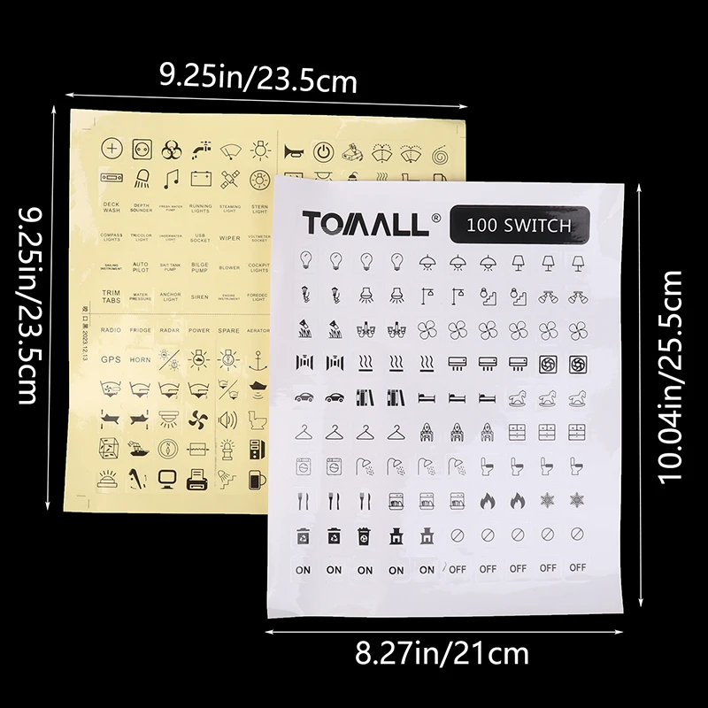Adesivi per interruttori a bilanciere per auto impermeabili decalcomania del pulsante dello strumento 100/144 etichette per indicatori Led del