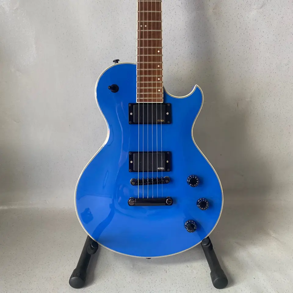 

LP Electric Guitar 39 Inch 6 String 22 Frets mahogany Bodyblue Electric Guitar Guitarra With case & Accessories free shippg