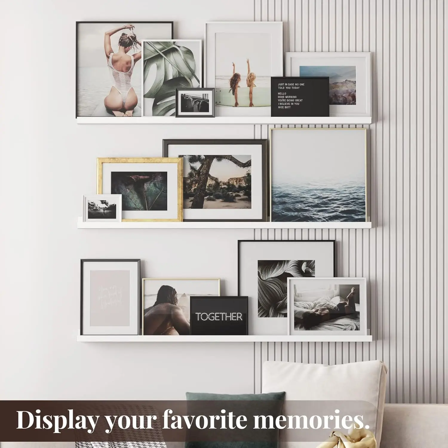 

Настенные полки с плавающими полками, 48 дюймов, набор из 3 полок белого цвета для спальни, гостиной, ванной комнаты