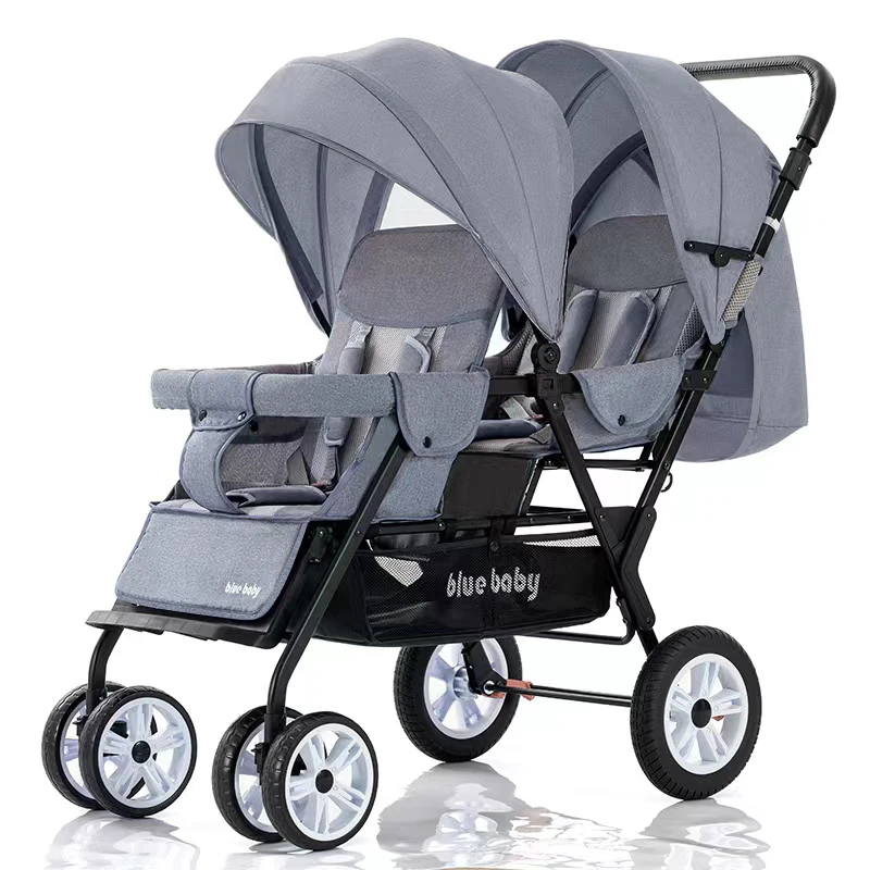 ‌All-Season Twin Stroller‌ - Windproof Canopy with Reclining Seats Anti-Tip Lightweight Frame & Foldable Double Carriage - Image 6