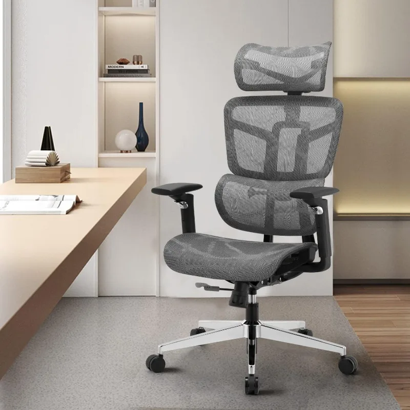 Office Chair, Ergonomic Mesh Chair w/ 90°-135° Adjustable Backrest and 4D Adjustable Armrest, High Back Desk Chair w/ 2D Headres