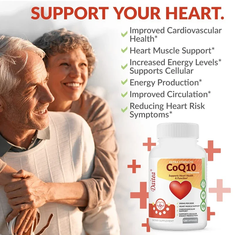 Daitea 200mg Organic Ultra High Absorption COQ10 Strong Coenzyme Q10 Energy Muscle Cardiovascular & Heart Health Adults Seniors