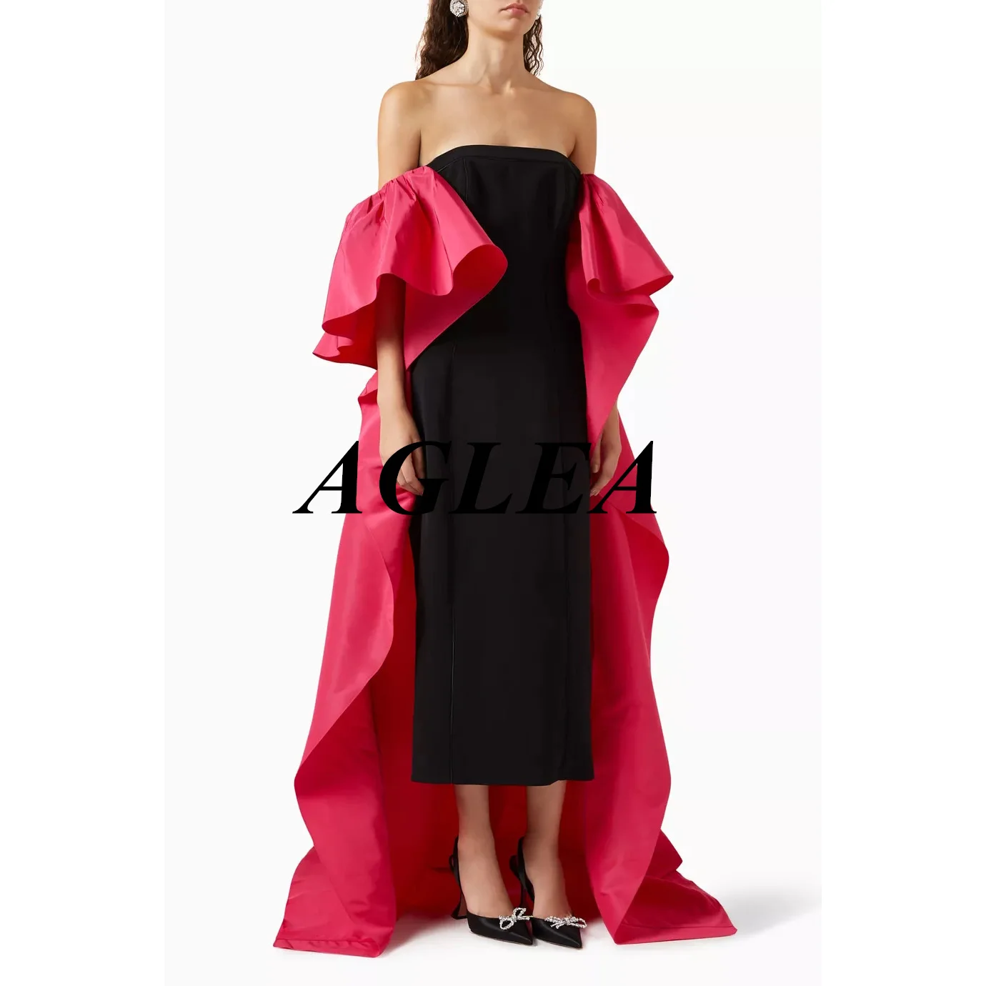 AGLEA-Robe de Soirée en Satin Sans Bretelles pour Femme, Tenue de Bal, de Cocktail, de Mariage, Formelle, Moderne et Simple, 2024