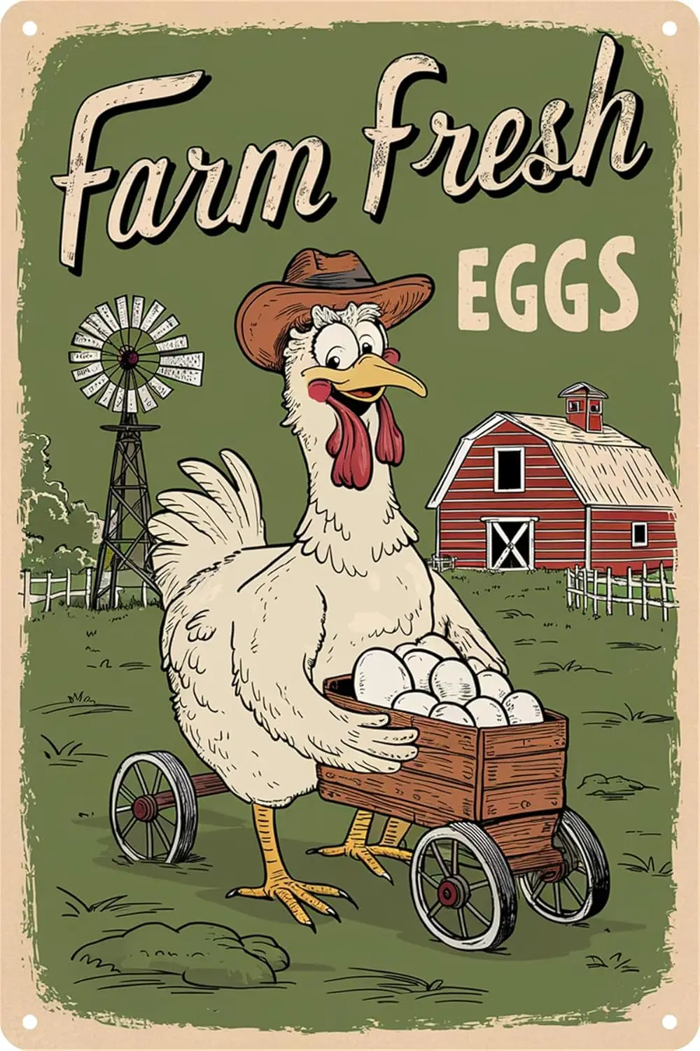 Farm Fresh Eggs Tin Sign - Vintage Country Chicken Hen Rooster Tin Signs Funny Chicken Coop Metal Signs Outdoor Chicken Decor Fo