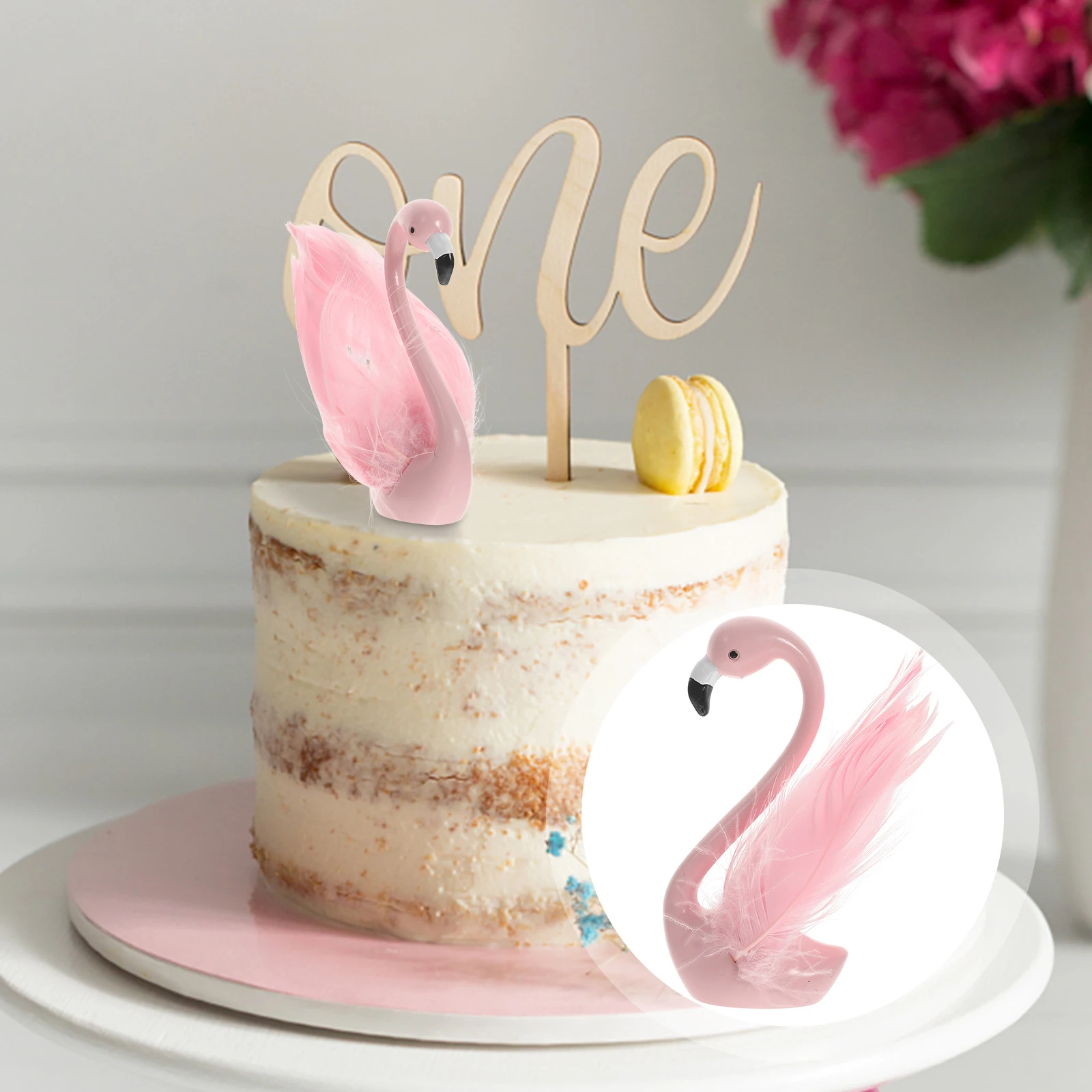 Small Cute Pink Flamingo Statue Resin Flamingo Figurine DIY Cake Toppers multiuse Birthday Cake Decor Hawaii Luau party Supplies