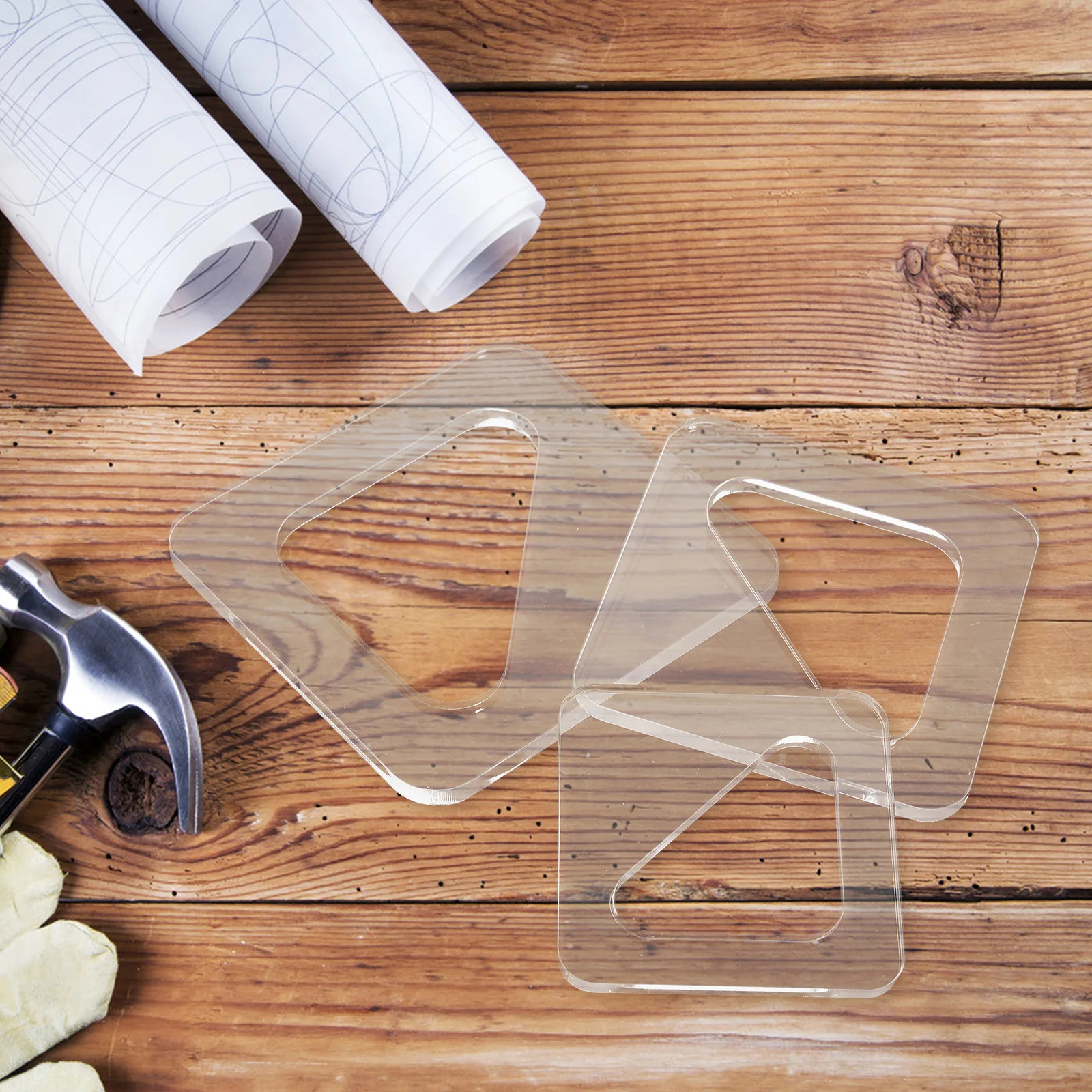 

4Pcs Acrylic Cutting Board Handle Template Charcuterie Board Handle Stencil Reusable Kitchen Woodworking Tool Clear Template