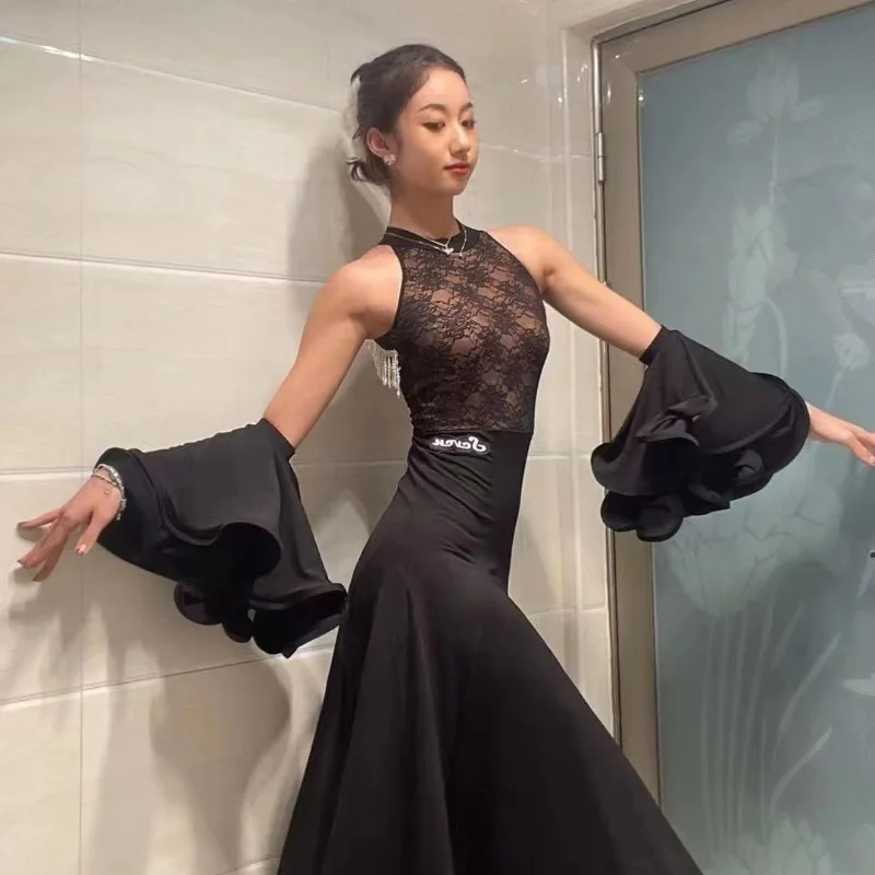 

Платье для современного танца по индивидуальному заказу, национальный стандарт, жемчужное платье для выступлений, доступен в трех цветах, костюм для ча-ча-самбы, танго, румбы