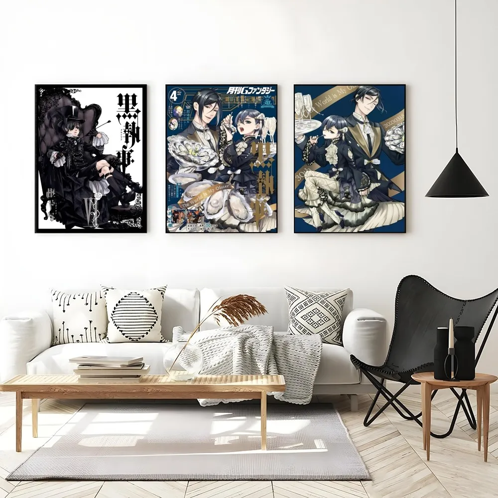 1PC Black Butler. Poster autoadesivo Art adesivo di carta impermeabile Coffee House Bar Room Wall Decor