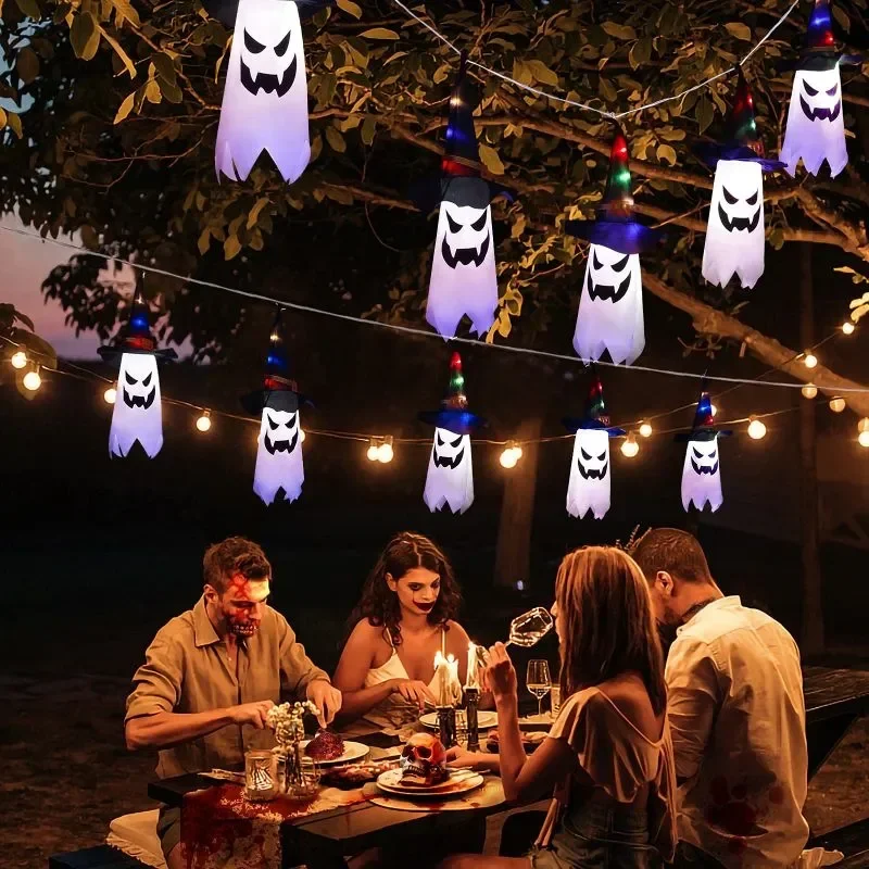 Led Halloween Decoration Flashing Light Gypsophila Ghost Festival Glowing Ghost Hat Lamp Lantern Ghost Pumpkin Flashing Lights