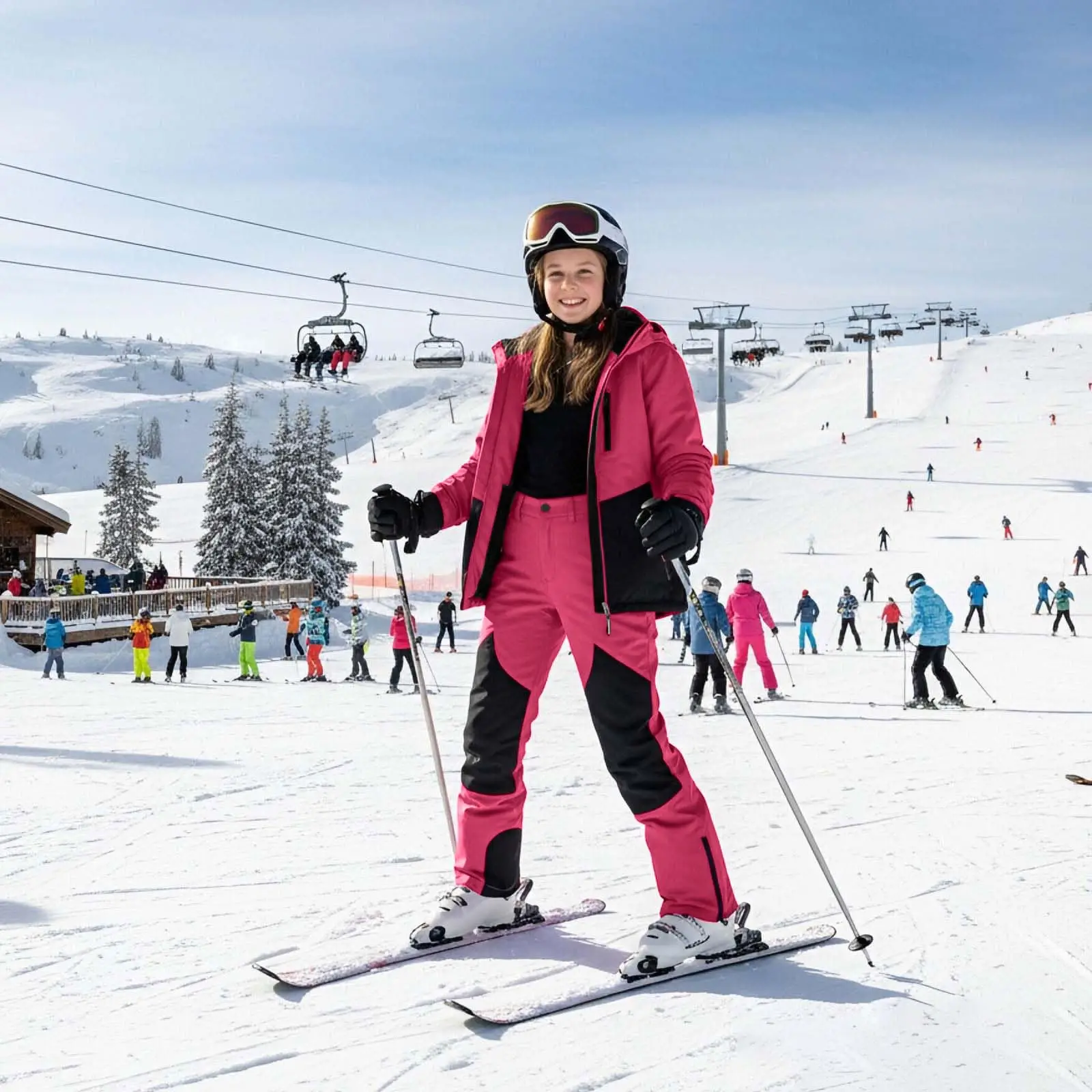 

Термолыжные штаны с карманом на молнии, уличные походные зимние штаны, флисовые лыжные штаны на подкладке, водонепроницаемые лыжные штаны для девочек