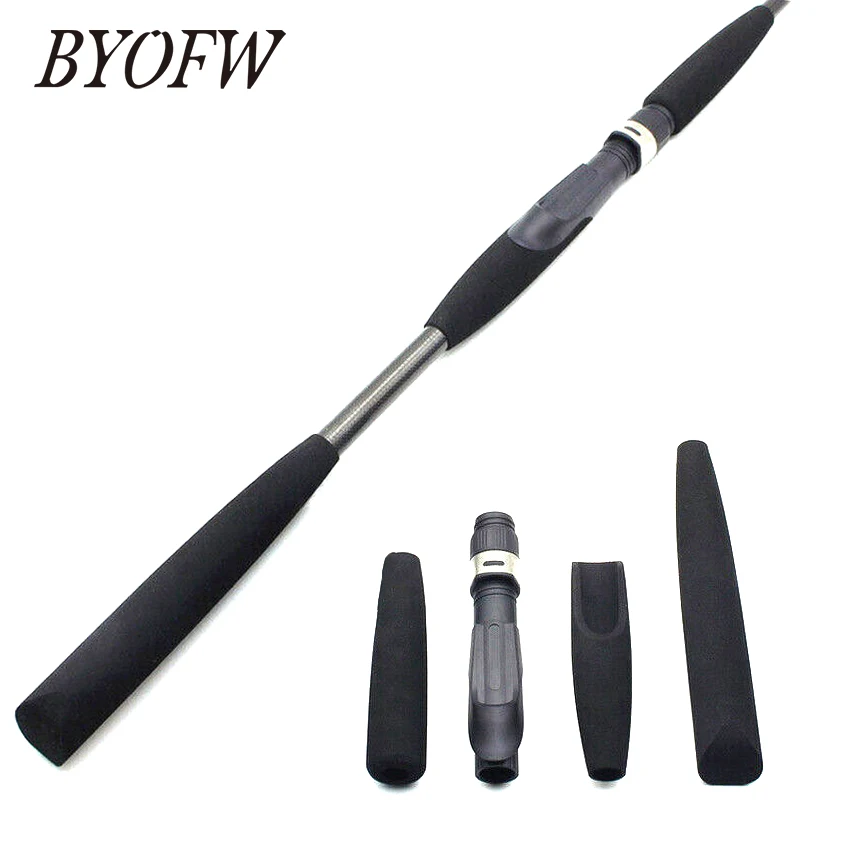 byofw long black foam eva spinning vara de pesca kit handle construcao em linha reta split grip substituicao faca voce mesmo duravel leve set 01