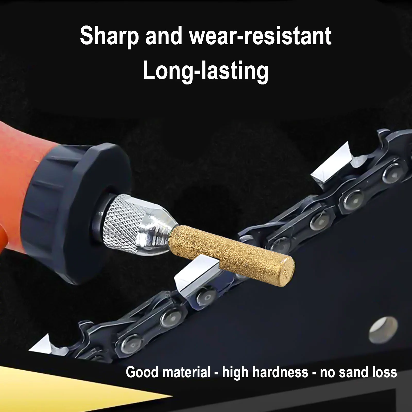 6×Diamond Coated Cylindrical Burr Coated Cylindrical Burr Chainsaw Sharpener Stone File Chain Saw Sharpening Carving Grinding