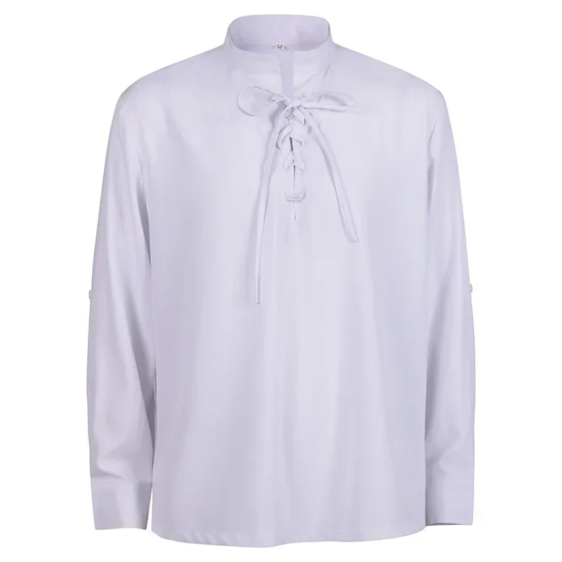 

Medieval Pullover Collar Lace-up Shirt Top For Men