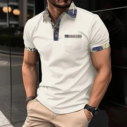 Aliexpress summer new casual T-shirt top Waffle custom pocket bear pattern short-sleeved polo shirt