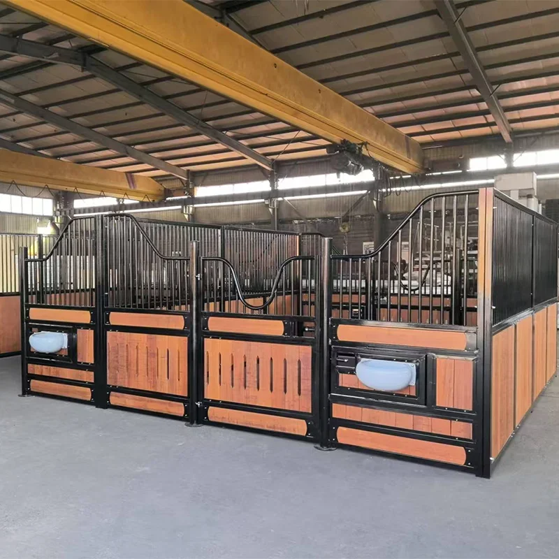 Europe Durable Steel Prefab Bamboo Horse Stall Stable Galvanized House Equipment Horse Stable Panel Stall With Window and Door