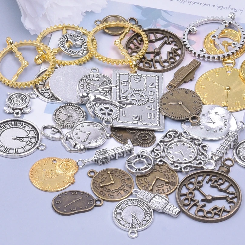 10/20/30Pcs Vintage Mechanical Steampunk Clock Gear Charms Jewelry Wholesale DIY Random Mix Watch Strap Pendant Supplies Finding